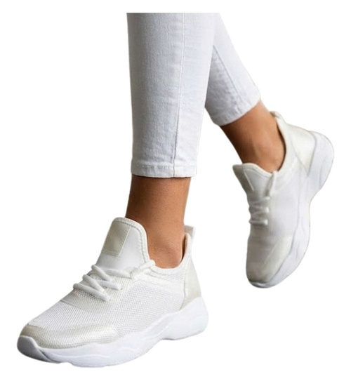 Wsuwane damskie buty sportowe Ecru /A8-1 16029 T284/