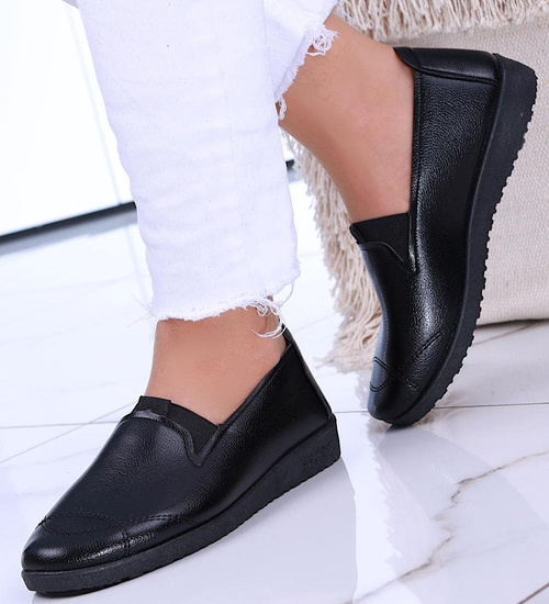 Wsuwane czarne półbuty mokasyny /E10-2 14754 T339/