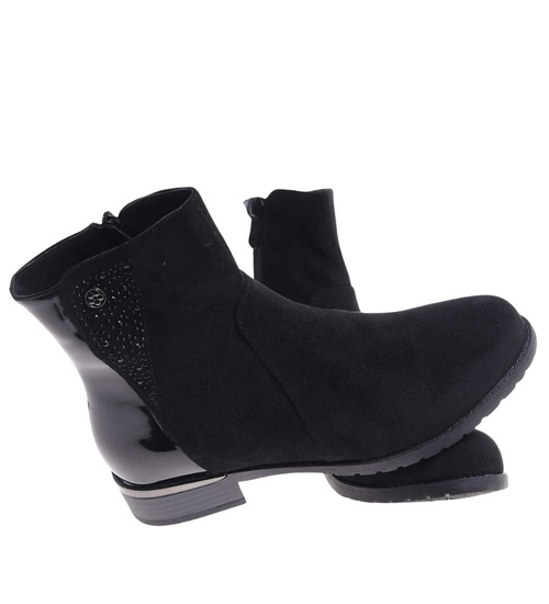 Klasyczne czarne botki damskie zimowe /G5-2 18575 W435/