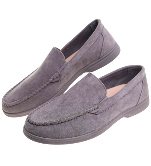Buty męskie wsuwane szare mokasyny /G5-1 17825 T288 +H2/
