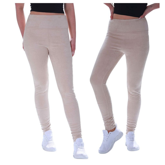 Beżowe elastyczne legginsy damskie /H2 K10 UB929 G8-6/