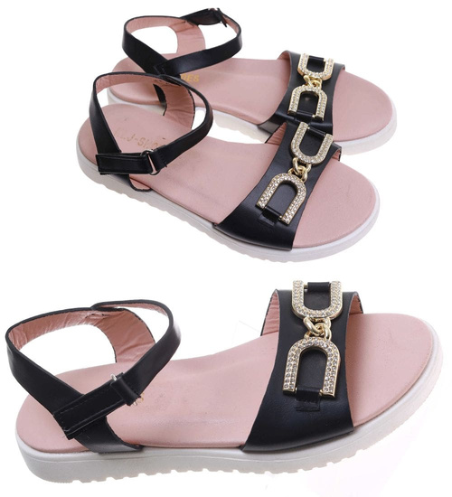 Czarne sandały dla dziewczynki /E8-2 17651 T291/