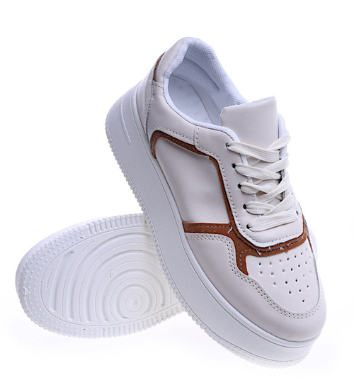 Sznurowane trampki damskie na platformie /A5-3 13910 T394/