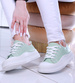 Miętowe damskie trampki na platformie /D7-2 14010 S396/