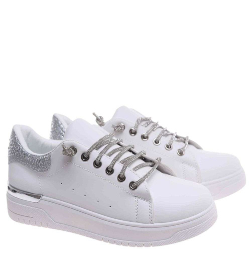 Białe wygodne trampki damskie /D1-3 18830 W285/