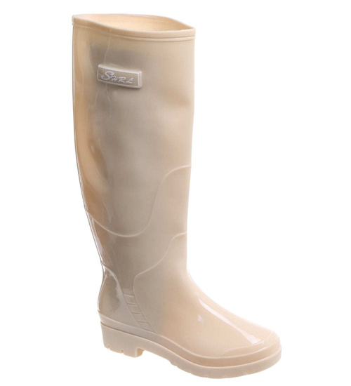 Beżowe kalosze damskie z wysoką cholewką /G5-1 18193 T4/