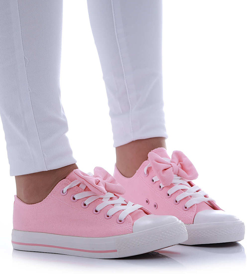 Sznurowane różowe trampki z kokardką /G6-3 15766 T133/