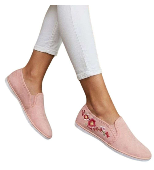 Wsuwane różowe tenisówki flower /F5-2 17875 T142/