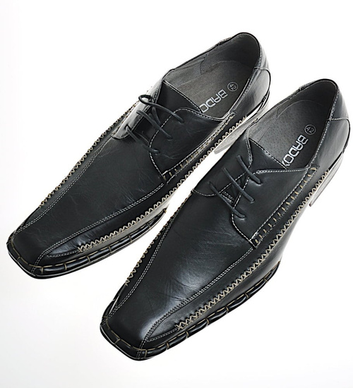 Półbuty męskie pantofle sznurowane CZARNE / A8-2 9781 S097/