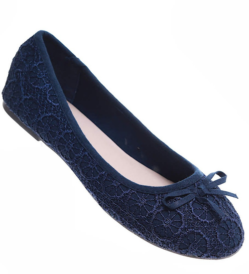 Granatowe koronkowe baleriny /G5-3 16607 T8-61/