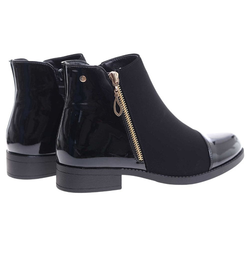 Klasyczne czarne botki damskie ocieplane /A9-2+h2 18327 W400/