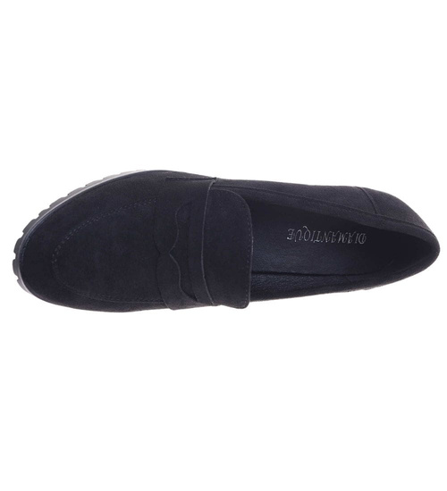 Czarne zamszowe czółenka na słupku /E1-3 18629 T2/