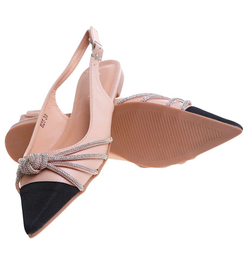 Płaskie sandały damskie z cyrkoniami /E10-2 12082 T296/