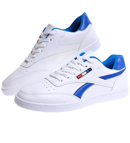 Sznurowane biało niebieskie trampki męskie /F4-2 17169 T323/