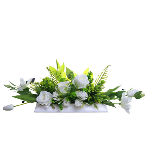 Kompozycja kwiatowa- białe róże w donicy 70 cm /Komp105  P226/