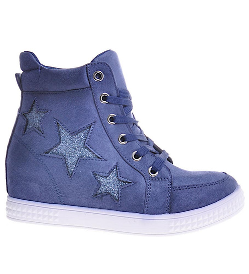 Niebieskie sneakersy na niskim koturnie /c7-2 10540 T319/