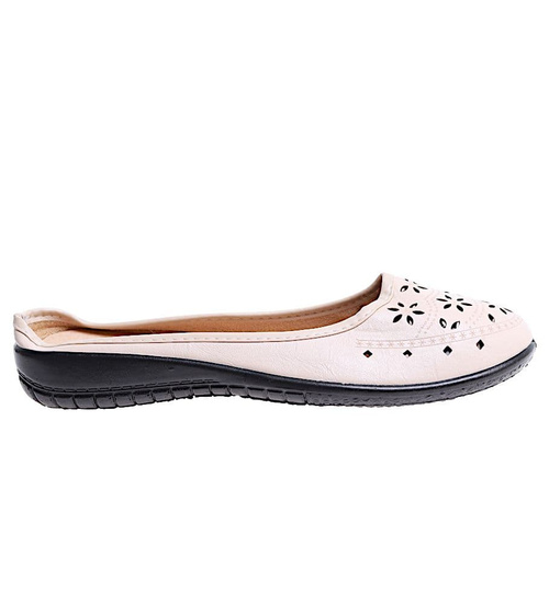 Ażurowe beżowe klapki z krytymi noskami /H2 B2-1 16096 T094/