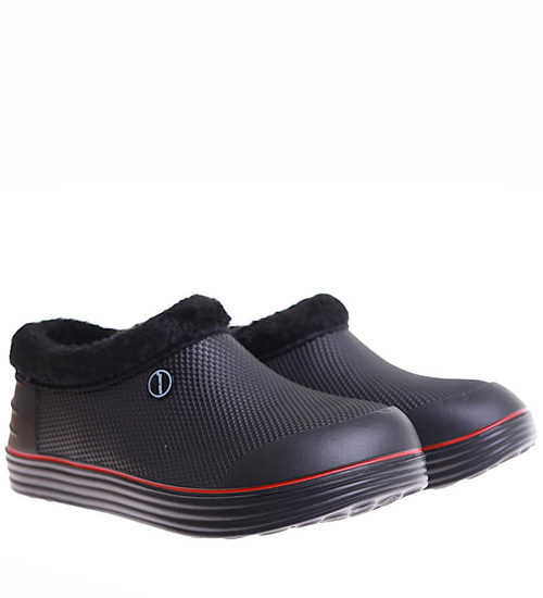 Czarne męskie kalosze piankowe z futerkiem /H2 17076  T291/