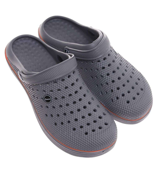 Kryte szare wodoodporne klapki męskie z paskiem /E7-1 18651 T135/