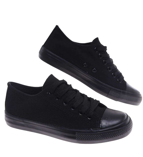 Klasyczne czarne trampki damskie z niską cholewką /E5-2 18680 T185/