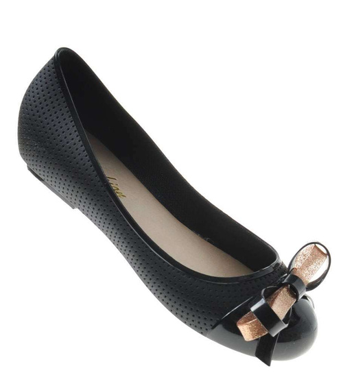 Plażowe baleriny meliski z kokardką Czarne /E2-3 8909 S192/