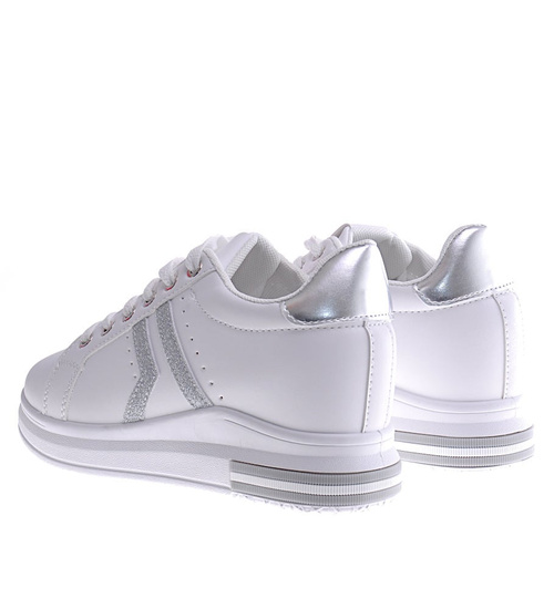 Białe trampki sneakersy na niskim koturnie /C6-3 13013 T593/
