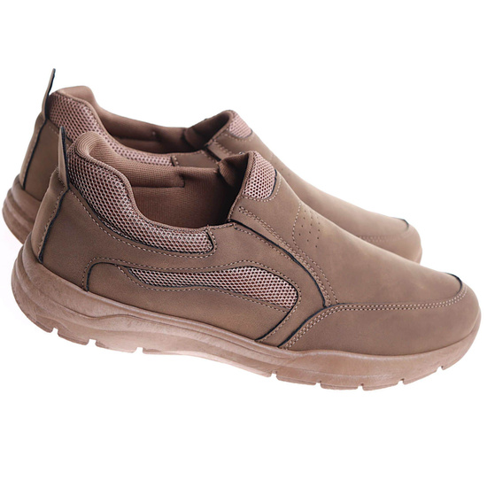 Wsuwane brązowe męskie buty sportowe /E8-3 17358 T484/