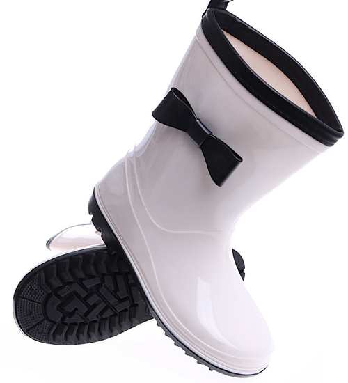 Biało czarne kalosze z kokardką /F10-1 14861 S297/