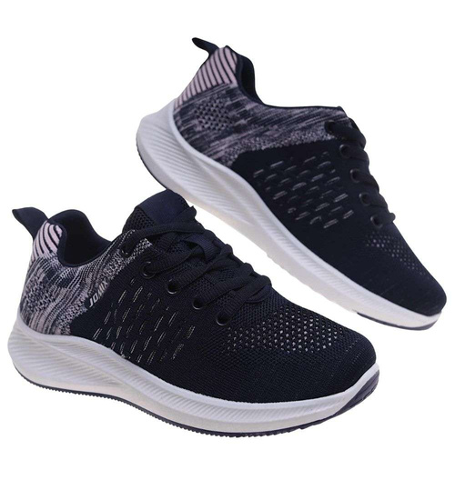 Sneakersy damskie granatowo różowe /C5-3 18698 T251/