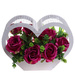 Kompozycja kwiatowa- fioletowe róże w dużym białym sercu /Komp111 P424/