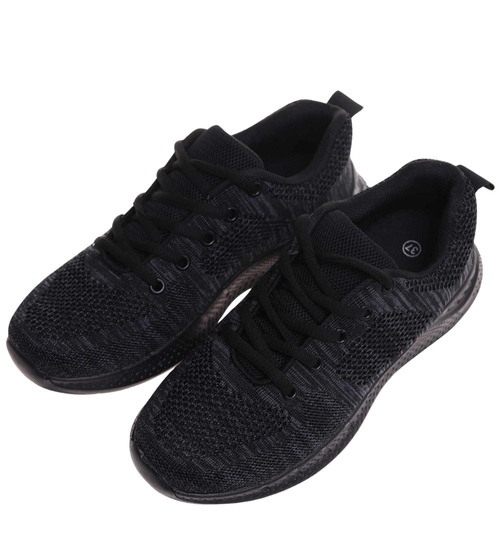 Sznurowane chłopięce buty sportowe Czarne /C5-3 17994 T286/