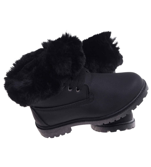 Czarne dziewczęce trapery z futerkiem /D9-2 12735 T492 +H2/