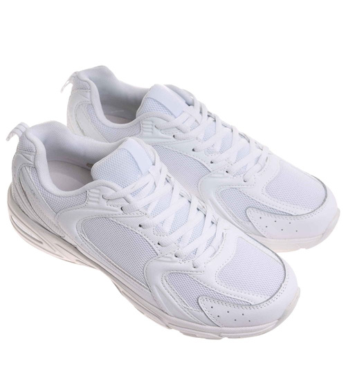 Wiązane białe buty sportowe męskie /E3-3 17968 W381/