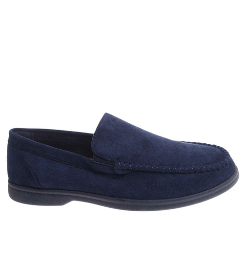 Buty męskie wsuwane granatowe mokasyny /G2-3 17809 T288/