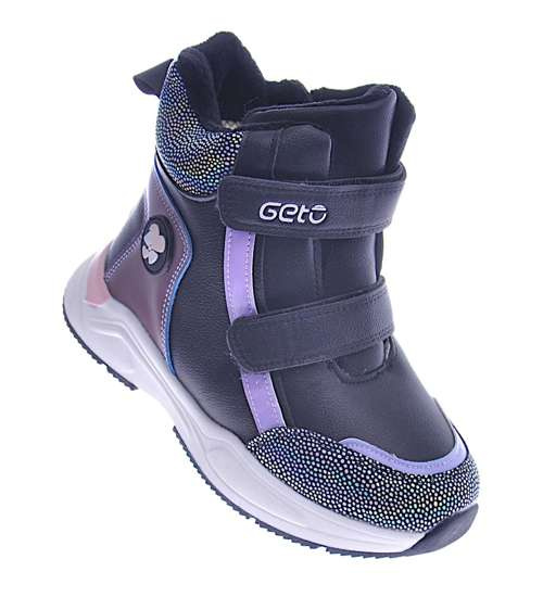 Ocieplane sportowe botki dziewczęce Czarne /A10-2 12680 T793/ Ocieplane sportowe botki dziewczęce Czarne /A10-2 12680 T793/