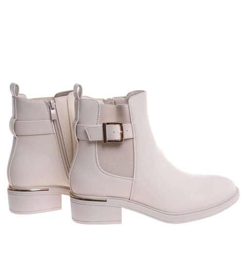 Zimowe beżowe botki damskie z ociepleniem /L3-1 18572 W222/