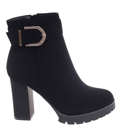 Zimowe botki na grubym obcasie i platformie /A5-3 18511 T482/