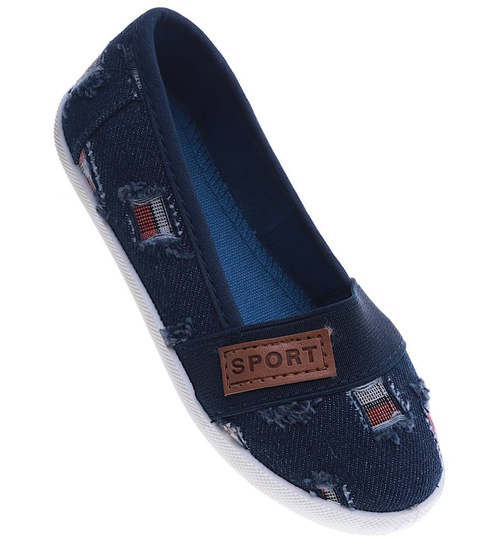 Granatowe uniwersalne tenisówki dziecięce /G5-2 14030 T037/