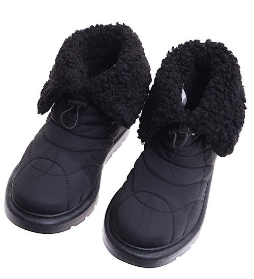 Czarne kozaki śniegowce z futerkiem /E8-1 17014 G284/