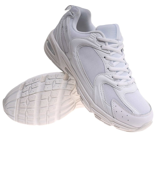 Wiązane białe buty sportowe męskie /E3-3 17968 W381/