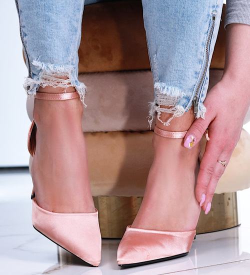 Szampańskie czółenka szpilki z paskiem /G2-2 16229 G155/