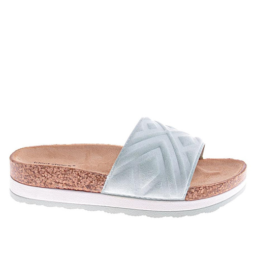 Miętowe klapki damskie na koturnie i platformie /G13-2 11450 W392/