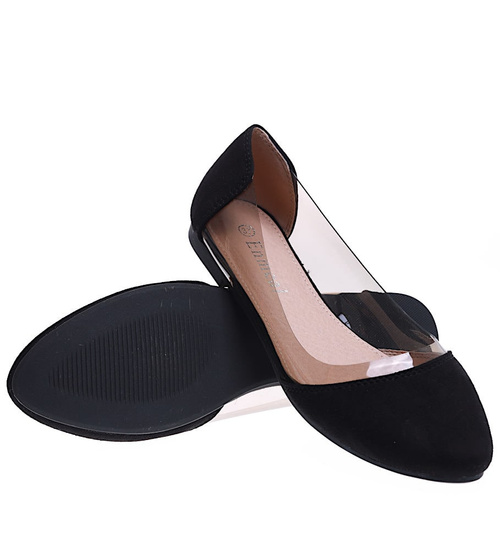 Transparentno czarne balerinki /A9-2 15854 T190/