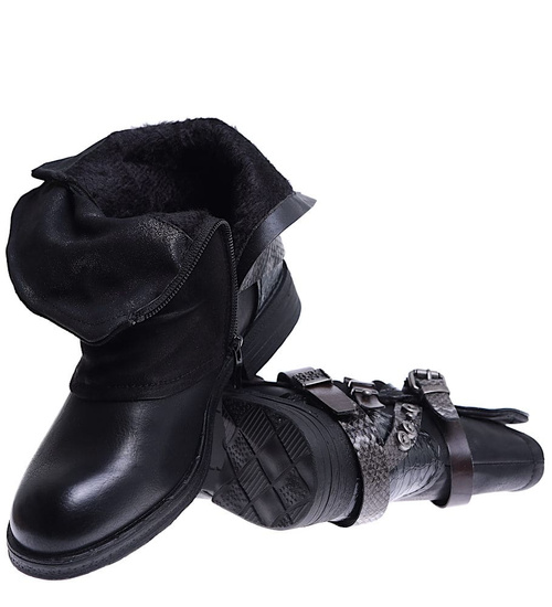 Czarne botki workery z ćwiekami 15251 /E2-2 15251 T237/