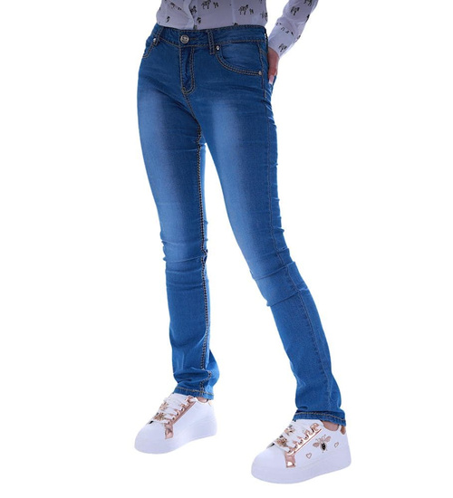 Granatowe spodnie damskie z jeansu /H2 UB853 G146/