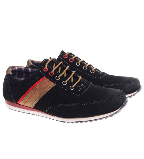 Wiązane czarne buty chłopięce /C3-3 18023 T383/