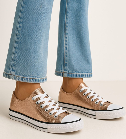 Sznurowane klasyczne trampki damskie /A6-3 16402 G168/