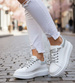 Białe wiosenne trampki damskie na platformie /A6-3 14622 T640/