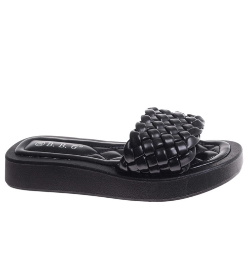 Klapki damskie czarne na platformie /D6-2 17783 T191/