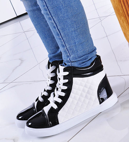 Wiosenne trampki sneakersy dla dziewczynki CZARNO-BIAŁE /B2-3 7423 S194/